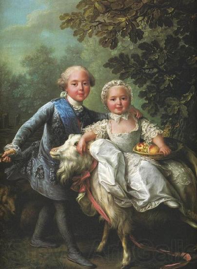 Francois-Hubert Drouais Charles of France and his sister Clotilde France oil painting art